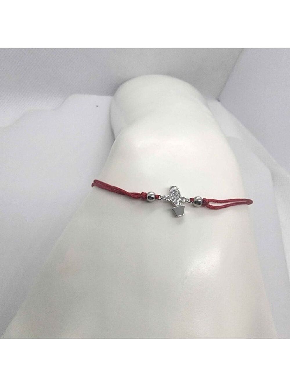 Sterling Silver 925 Catus Design with Red String Bracelet
